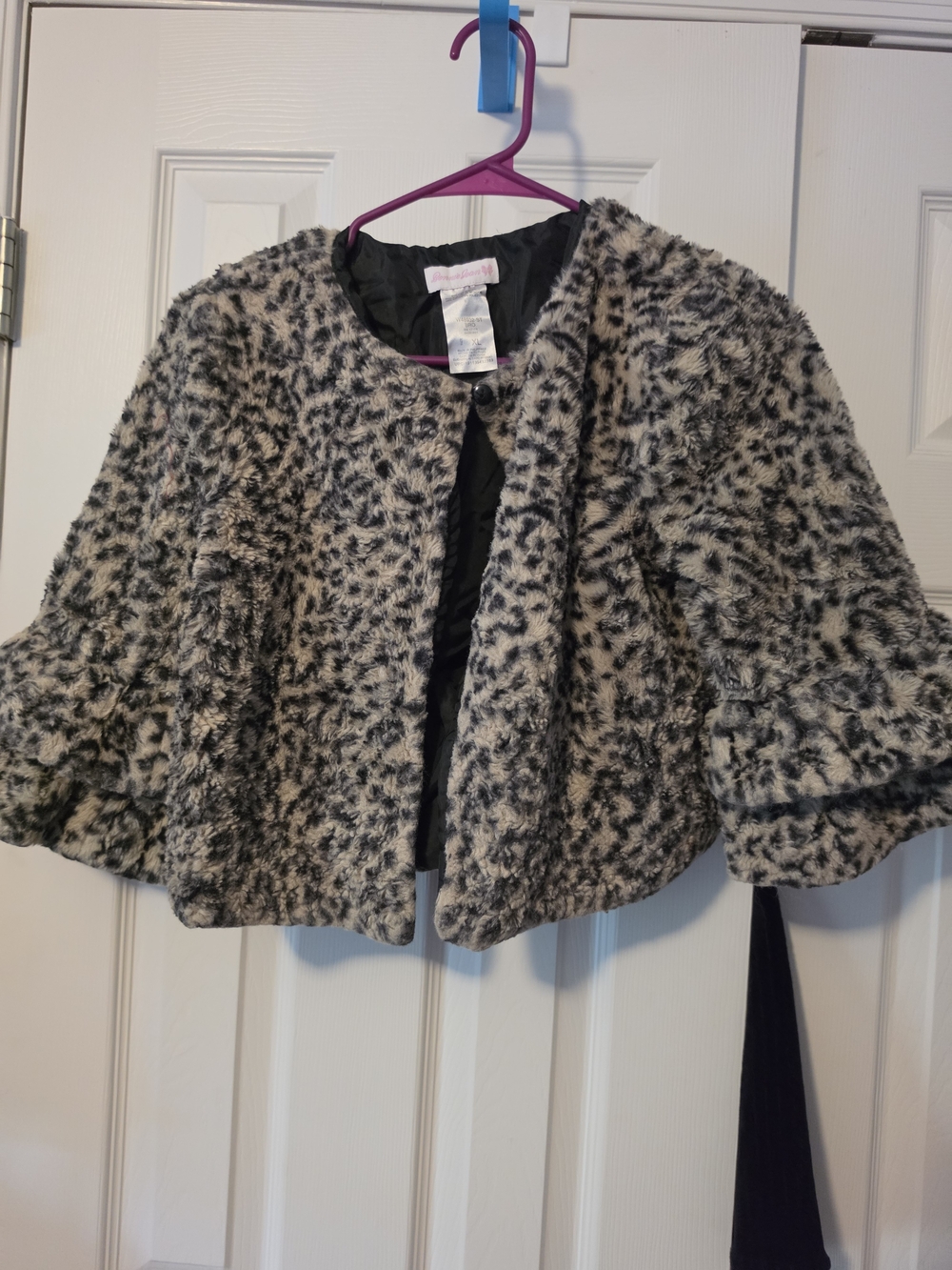 Bonnie Jean Faux Fur Leopard-Print Cropped Jacket - Black & Cream